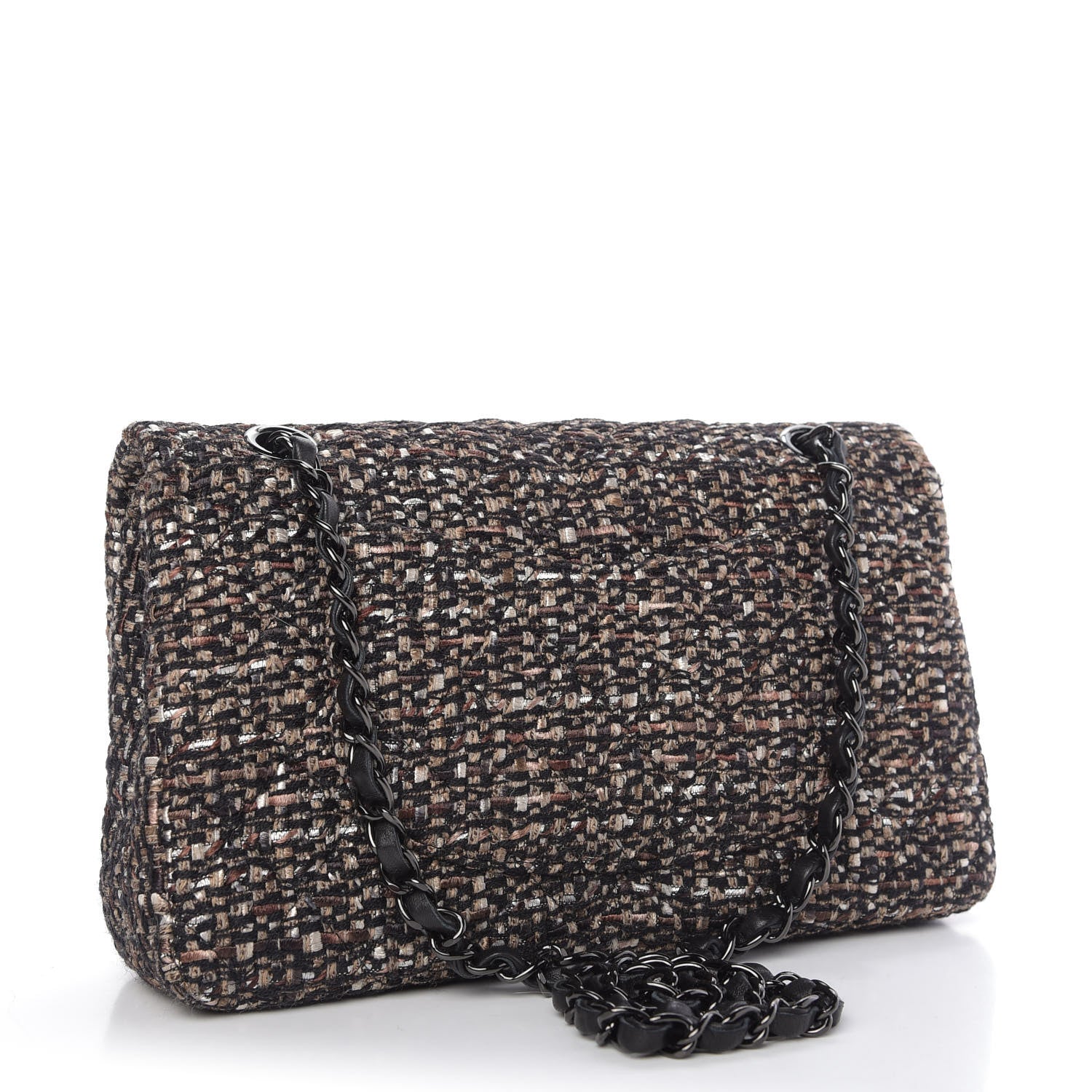 Chanel Tweed Quilted Medium Double Flap Brown 4 of 11