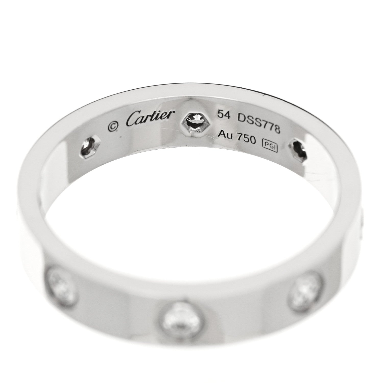 Cartier 18K White Gold 8 Diamond 4mm LOVE Wedding Band Ring 54 6.75 4 of 4