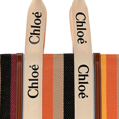 Chloe Cotton Calfskin Medium Woody Striped Tote Multicolor 8 of 11