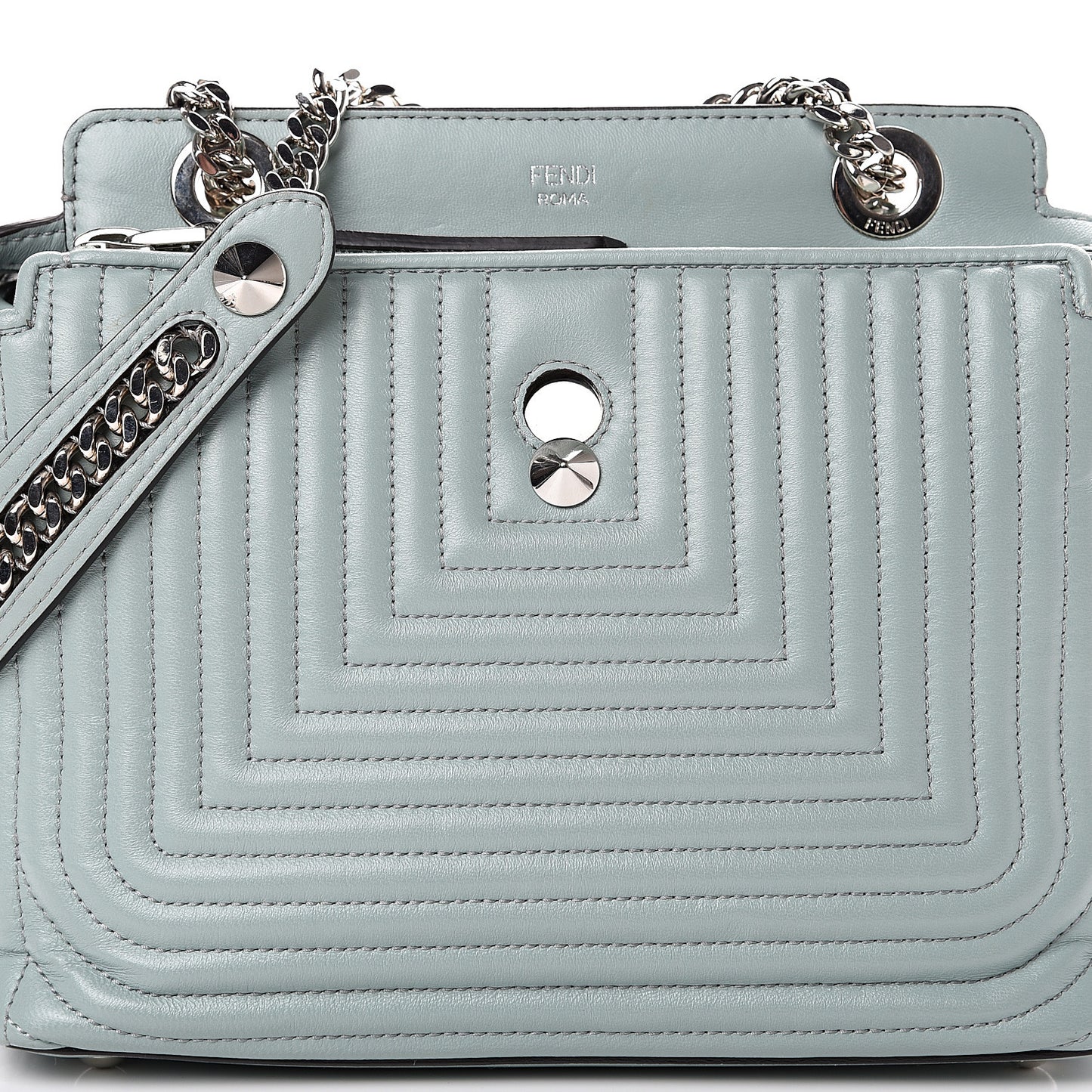 Shiny Nappa Trapuntata Chain Small DotCom Click Chain Satchel Pale Blue