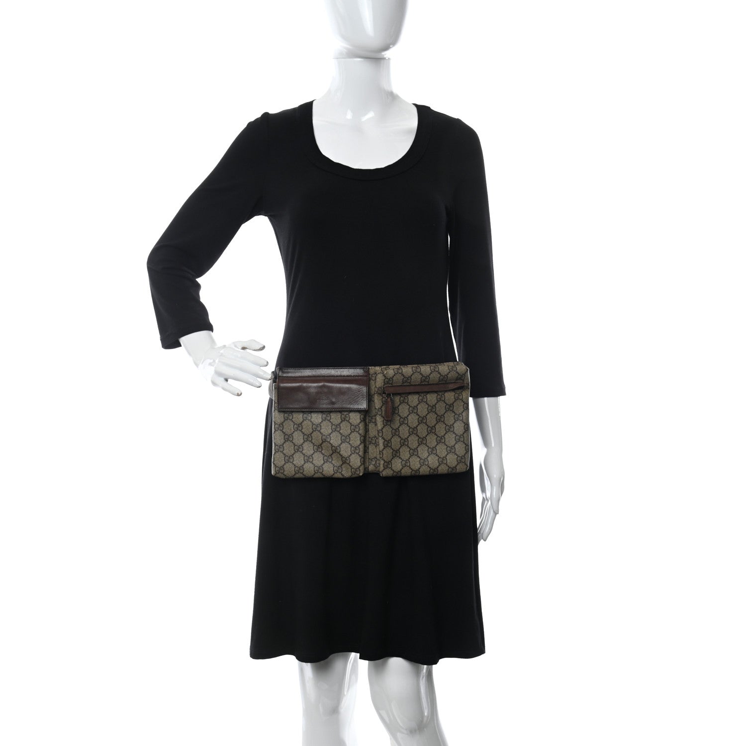 Gucci GG Supreme Double Pocket Belt Bag Ebony 2 of 12