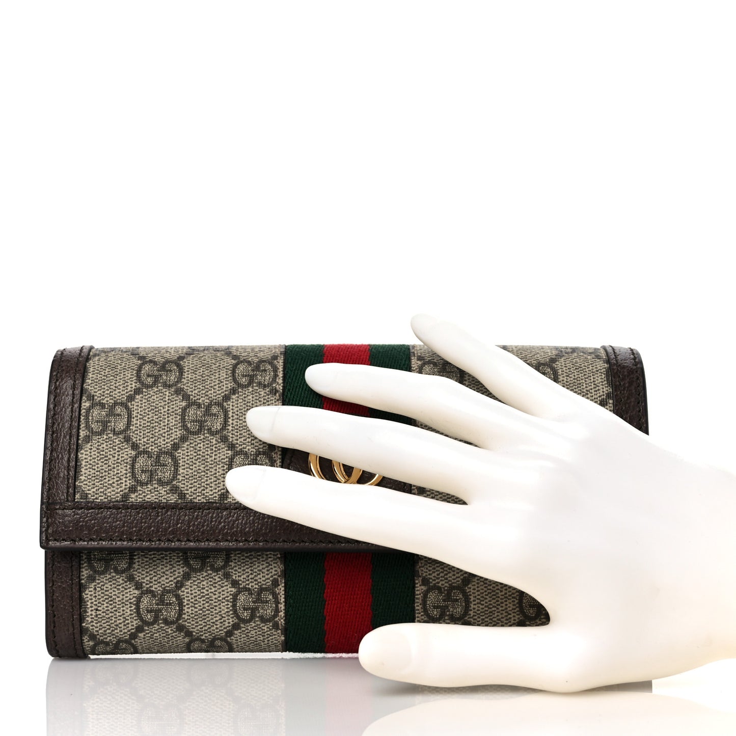 GG Supreme Monogram Web Ophidia Continental Wallet Brown