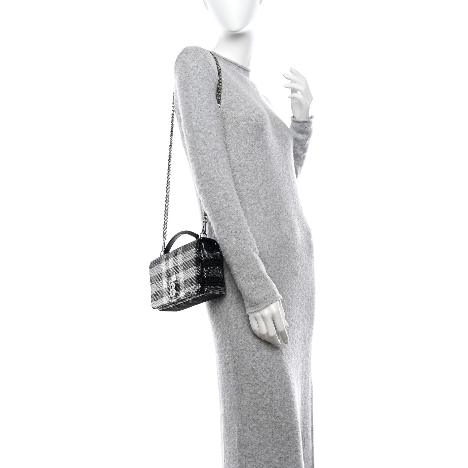 Burberry Sequin Small Lola Bag Dark Charcoal 2 of 11
