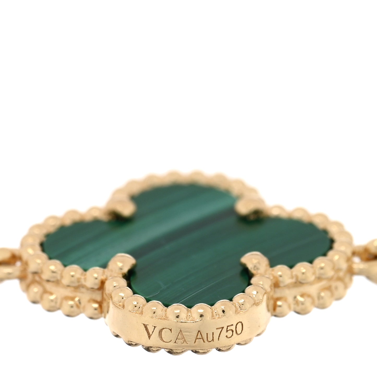 18K Yellow Gold Malachite 5 Motifs Vintage Alhambra Bracelet