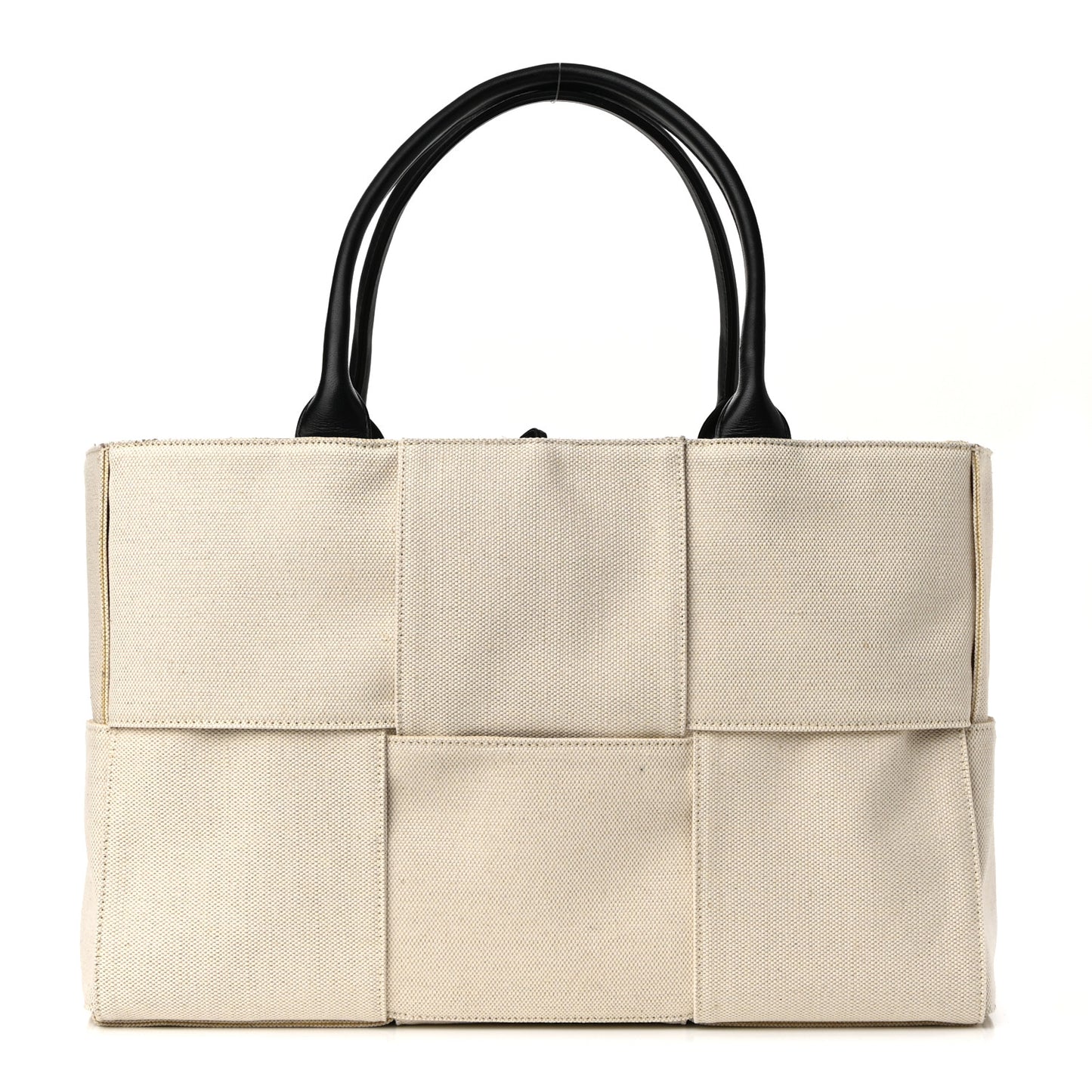 Canvas Maxi Intrecciato Medium Arco Tote Beige Black