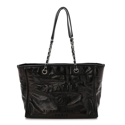 Chanel Glazed Calfskin Small Deauville Tote Black 1 of 9
