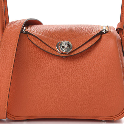 Hermes Taurillon Clemence Mini Lindy 20 Feu 9 of 10