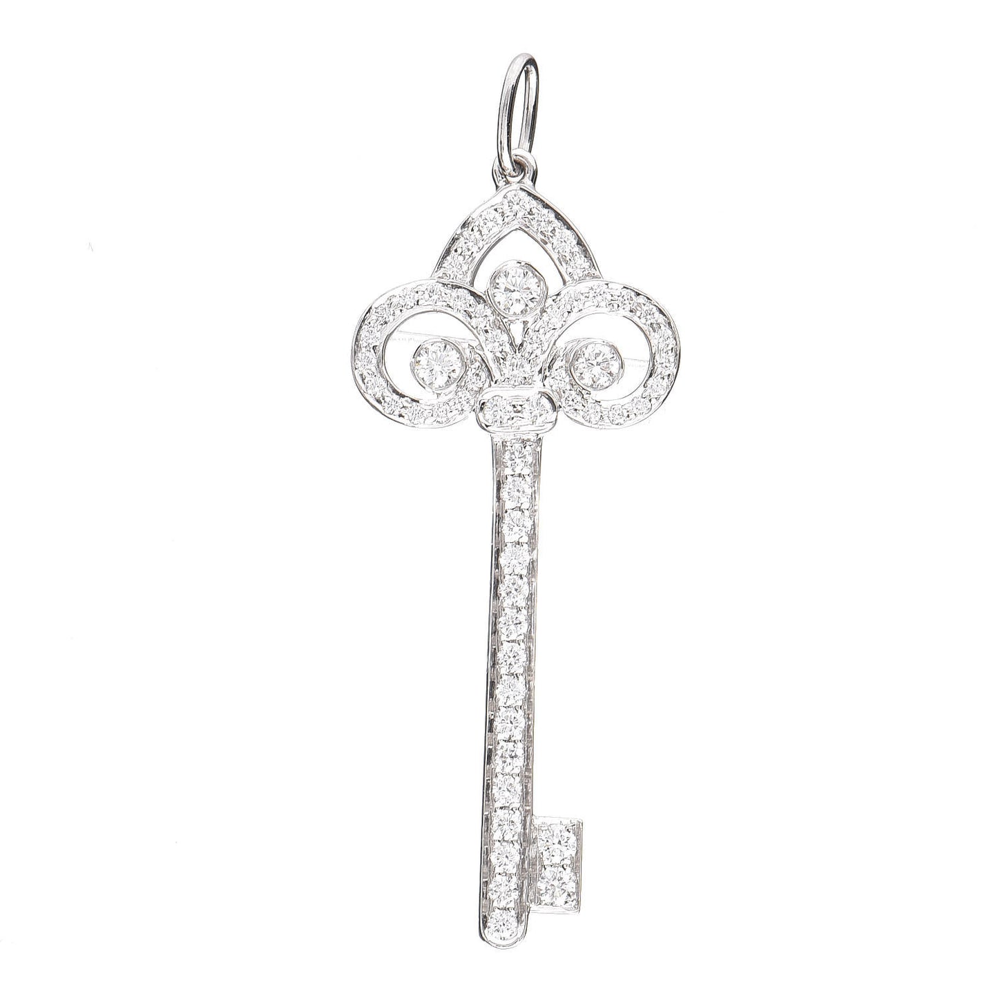Platinum Diamond .41ct Fleur De Lis Key Pendant