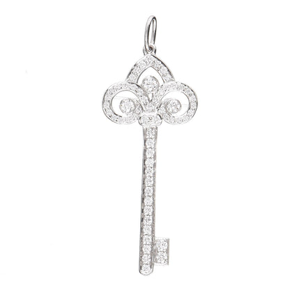 Tiffany Platinum Diamond .41ct Fleur De Lis Key Pendant 1 of 4