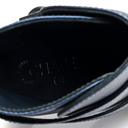 Chanel Calfskin Suede Cap Toe CC Short Boots 40 Navy Black 7 of 8