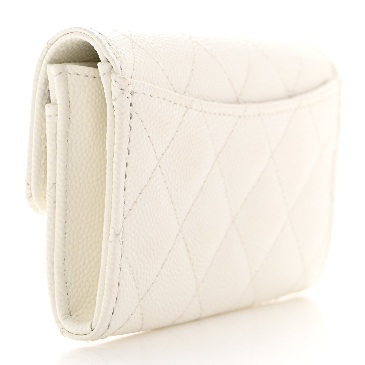 Chanel Caviar Quilted Flap Card Holder Wallet White 3 of 8
