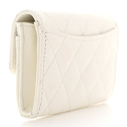 Chanel Caviar Quilted Flap Card Holder Wallet White 3 of 8