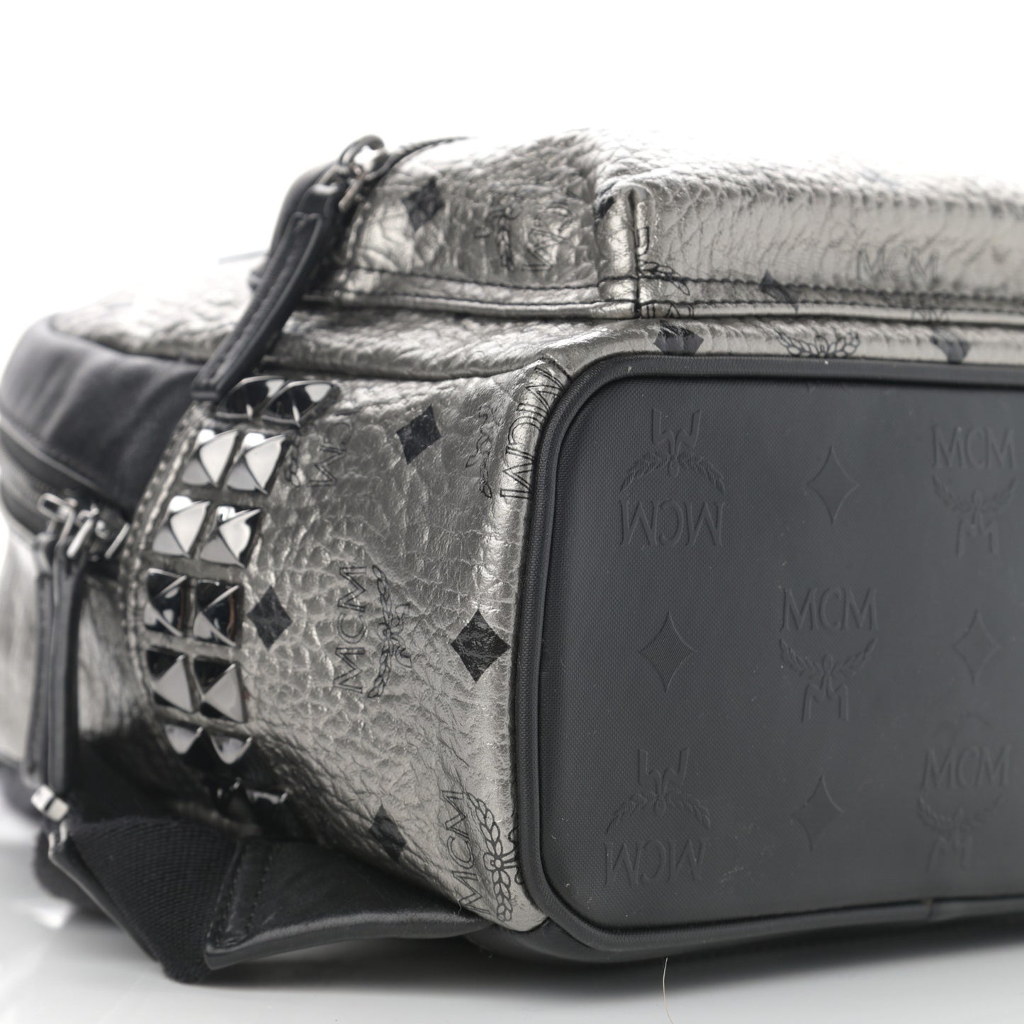 Metallic Visetos Studded X-Mini Bebe Boo Backpack Silver