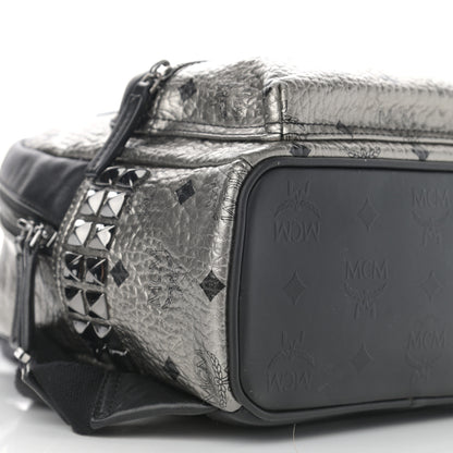 MCM Metallic Visetos Studded X-Mini Bebe Boo Backpack Silver 9 of 15