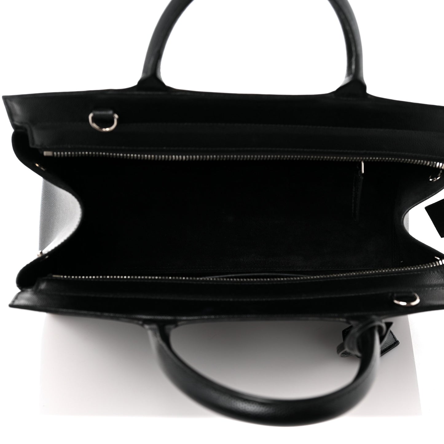 Grained Calfskin Small Cabas Rive Gauche Black