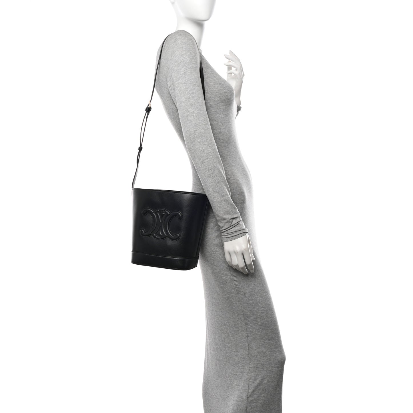 Smooth Calfskin Small Cuir Triomphe Bucket Bag Black