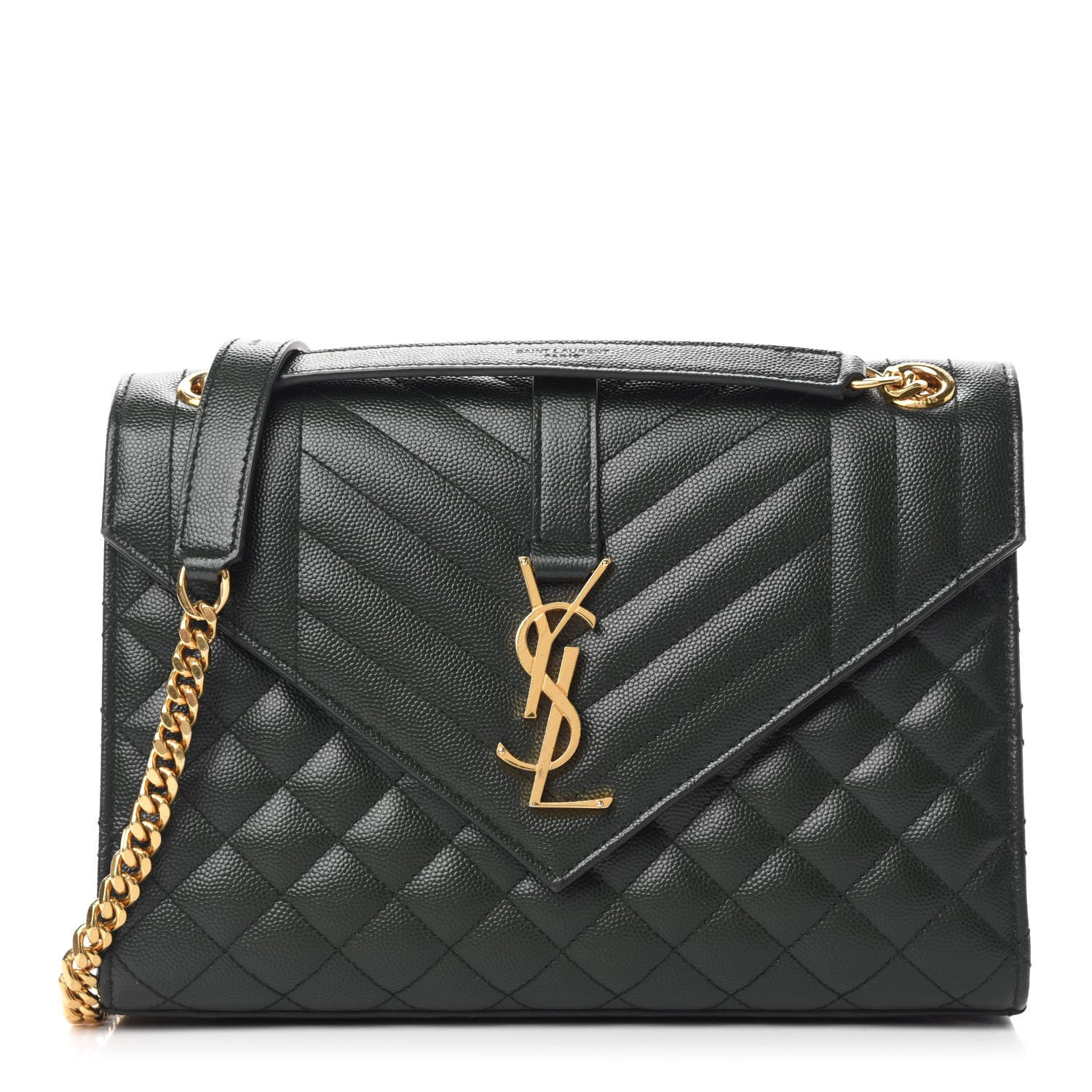 Saint Laurent Grain De Poudre Textured Mixed Matelasse Triquilt Medium Monogram Satchel Dark Tea 1 of 12