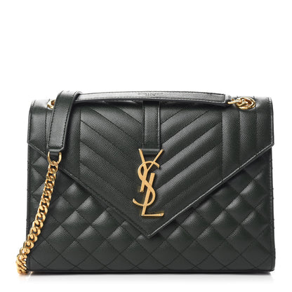 Saint Laurent Grain De Poudre Textured Mixed Matelasse Triquilt Medium Monogram Satchel Dark Tea 1 of 12