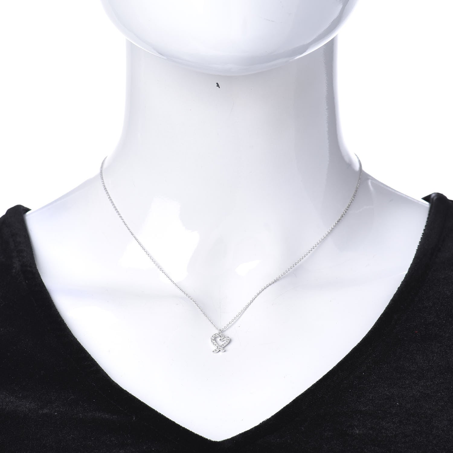 Tiffany 18K White Gold Diamond Mini Paloma Picasso Loving Heart Pendant Necklace 2 of 4