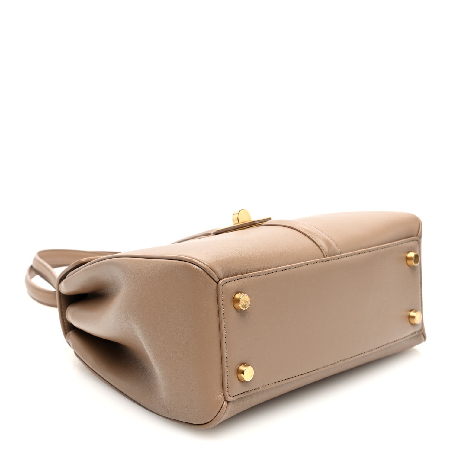 Celine Satinated Calfskin Small 16 Top Handle Bag Smoked Brown 4 of 10