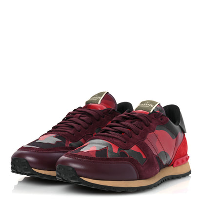 Valentino Garavani Nappa Suede Camouflage Mens Rockrunner Sneakers 45 Rubin Scarlet 4 of 14