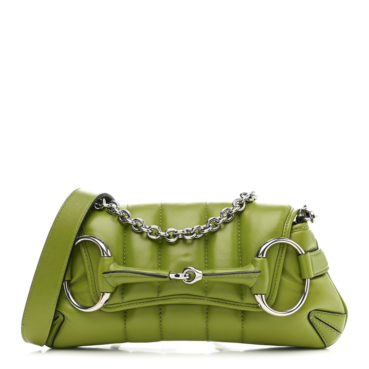 Nappa Vertical Matelasse Small Maxi Horsebit Chain Shoulder Bag Green
