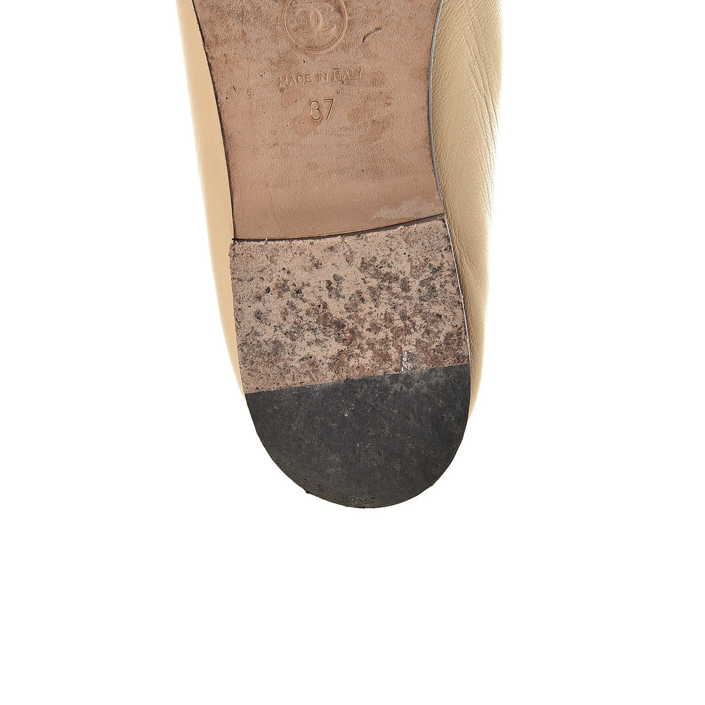 Lambskin Cap Toe CC Ballerina Flats 37 Beige Black