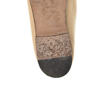 Chanel Lambskin Cap Toe CC Ballerina Flats 37 Beige Black 12 of 13