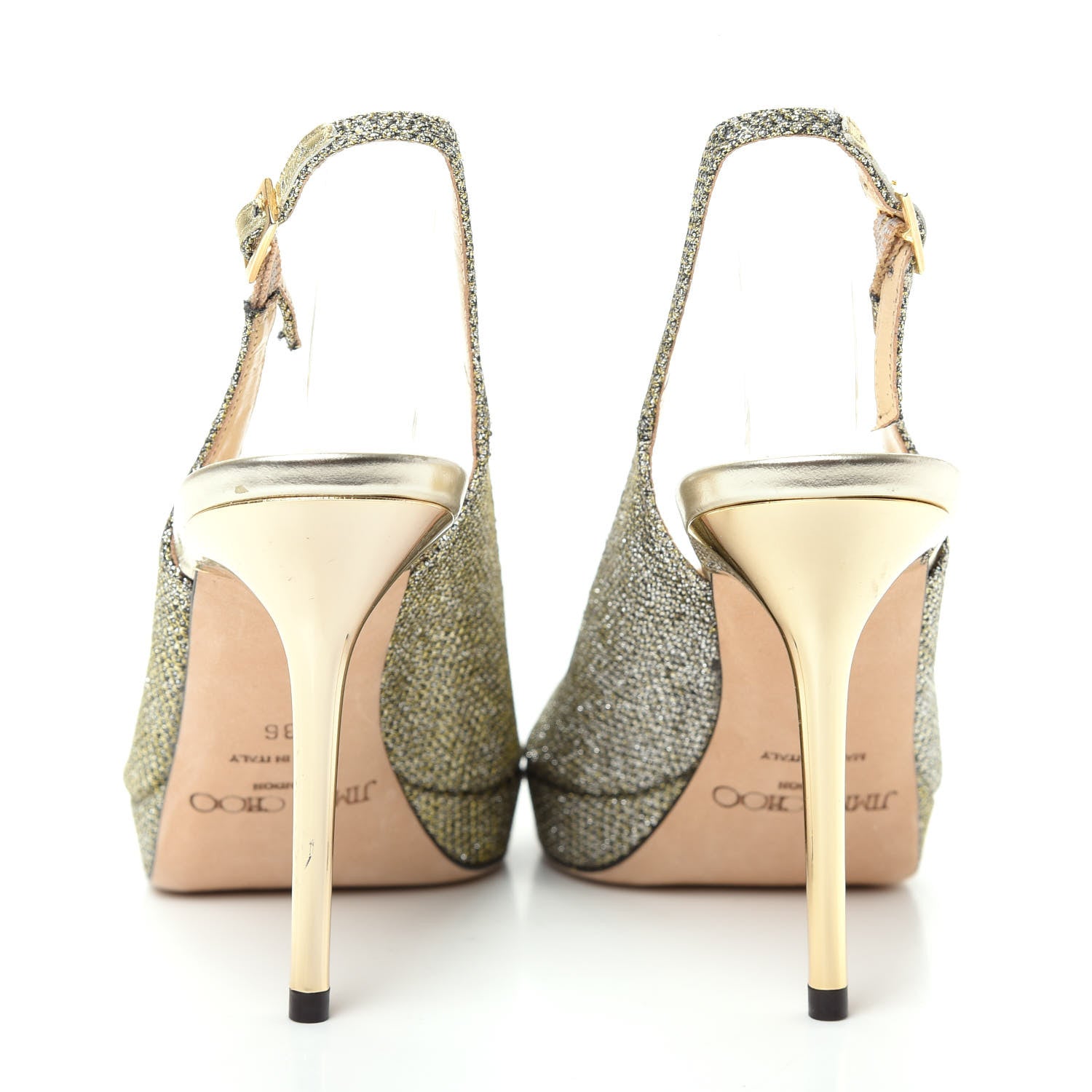 Jimmy Choo Glitter Fabric Nova Pumps 36 Gold 7 of 9