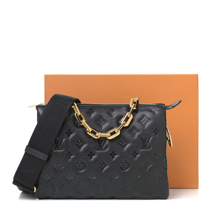Louis Vuitton Lambskin Embossed Monogram Coussin PM Black 9 of 9