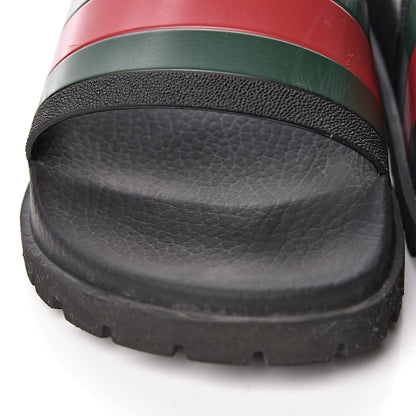 Gucci Rubber Web Mens Lug Sole Slide Sandals 6 Black Green Red 13 of 16