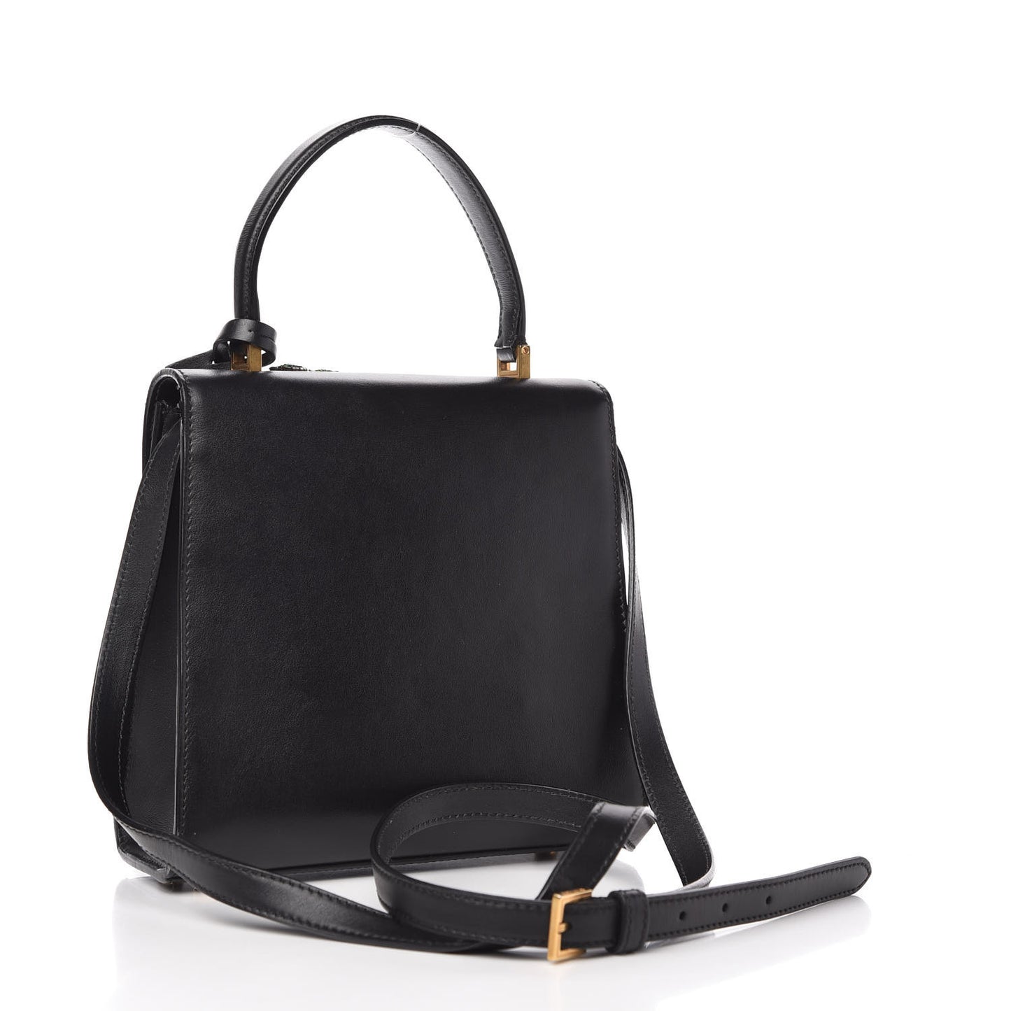 Nappa Crystal Embroidered Alphabet Icon Flap Black