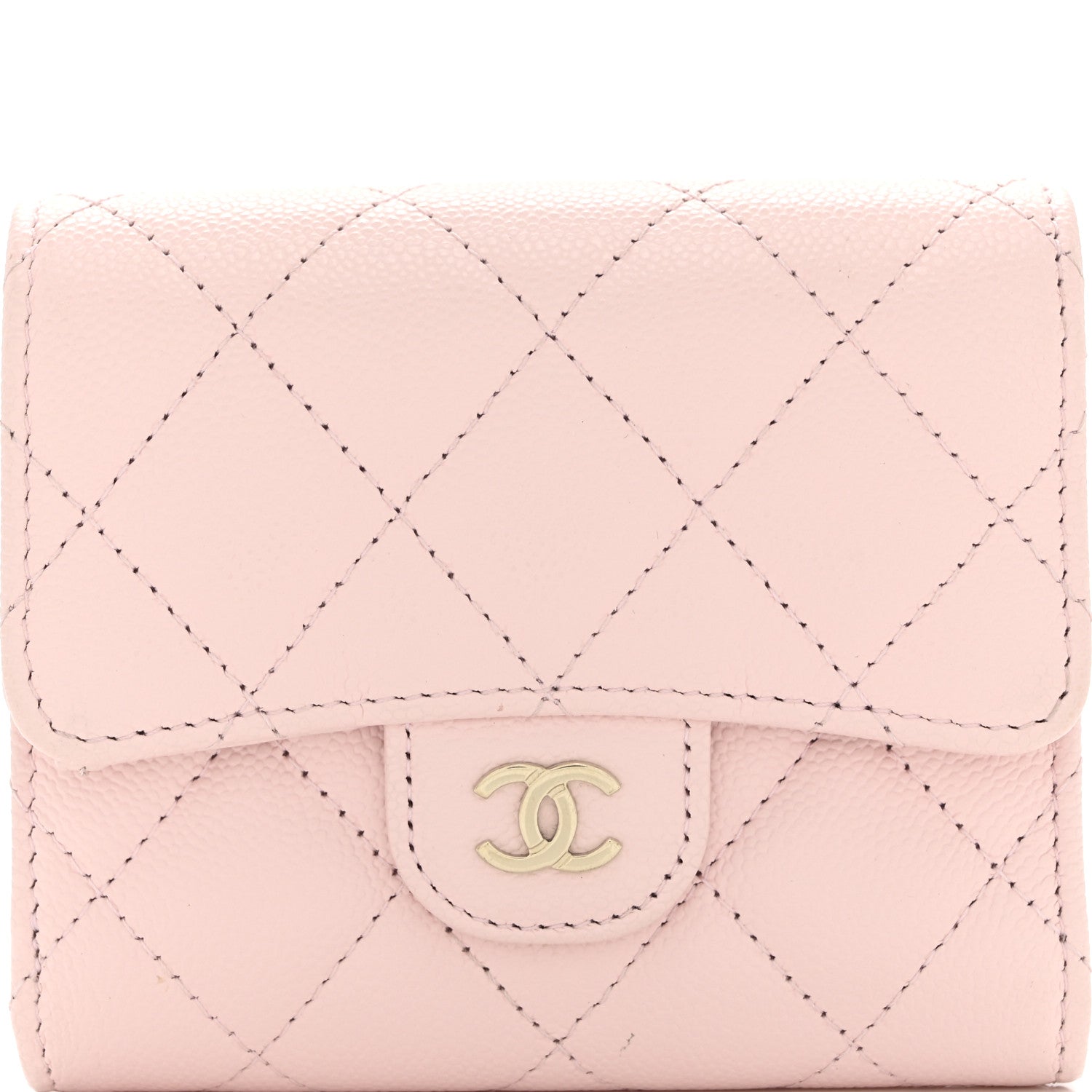 Chanel Caviar Quilted Compact Flap Wallet Light Pink 10 of 11