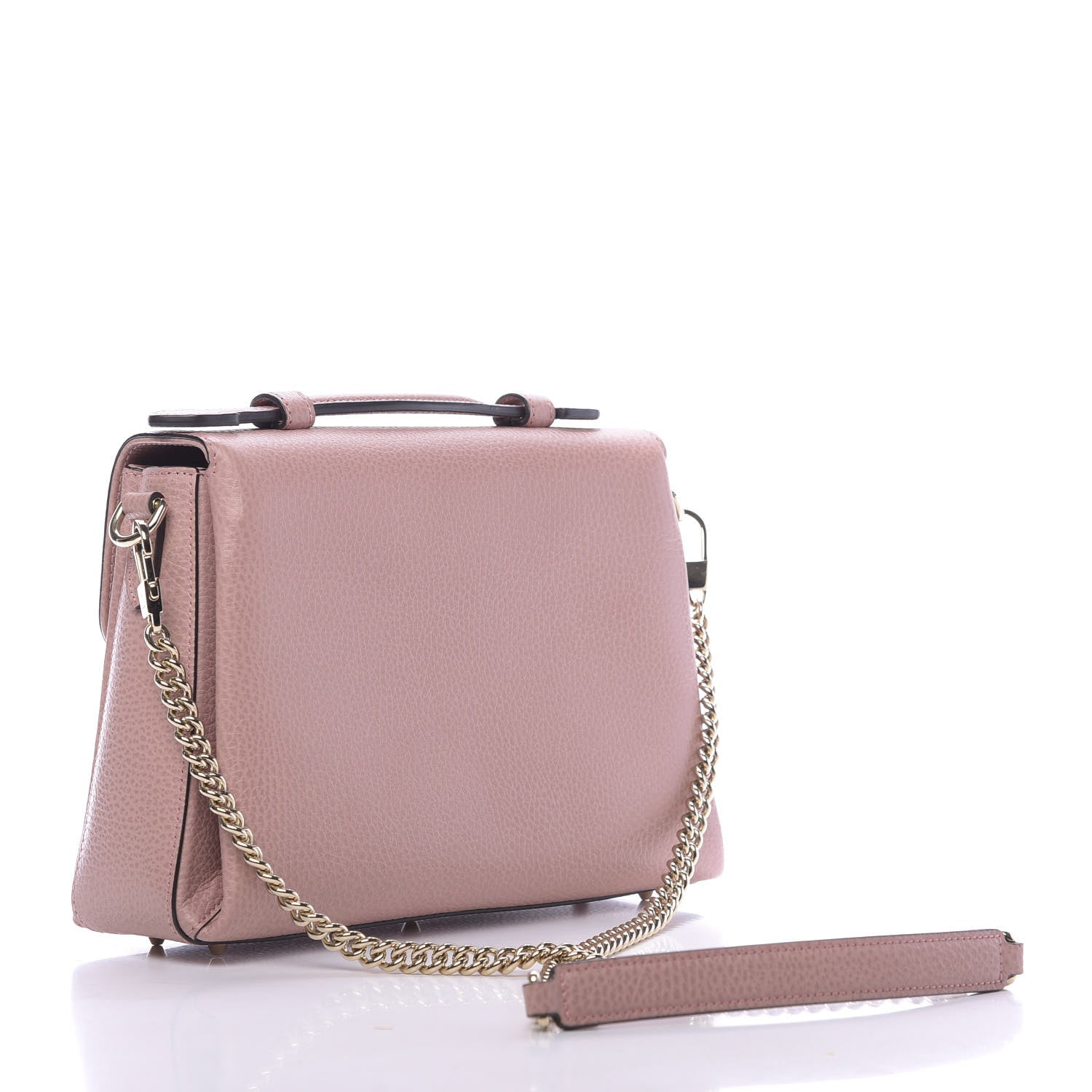 Gucci Dollar Calfskin Interlocking G Top Handle Shoulder Bag Soft Pink 3 of 12