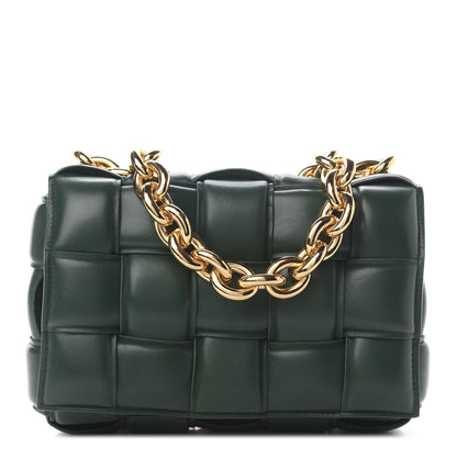 Bottega Veneta Lambskin Maxi Intreccio Padded Chain Cassette Crossbody Bag Raintree 1 of 7