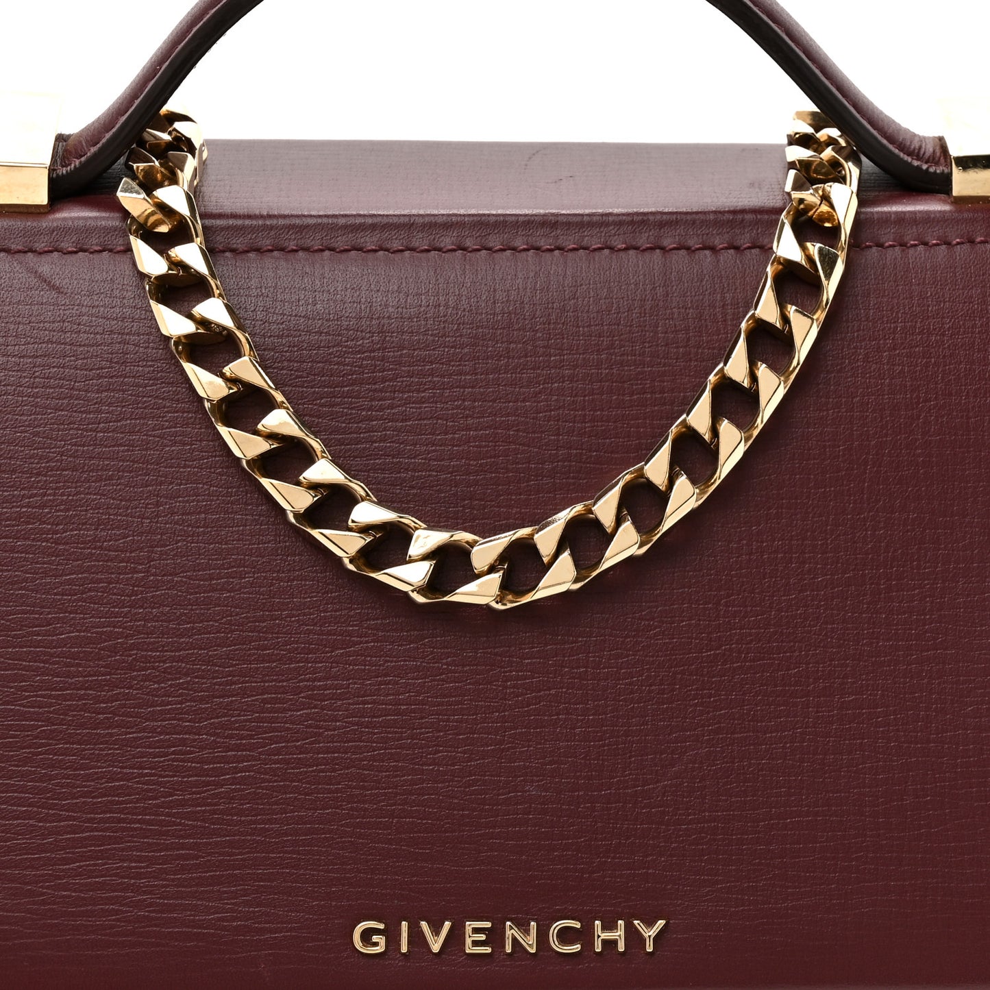 Textured Calfskin Mini Pandora Box Chain Crossbody Bag Oxblood