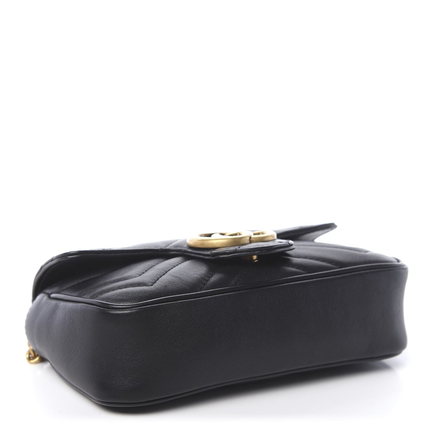 Calfskin Matelasse Super Mini GG Marmont Shoulder Bag Black