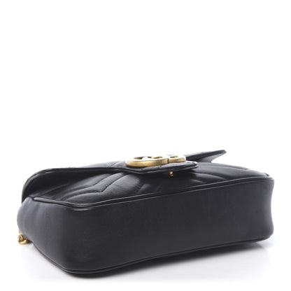 Gucci Calfskin Matelasse Super Mini GG Marmont Shoulder Bag Black 4 of 12