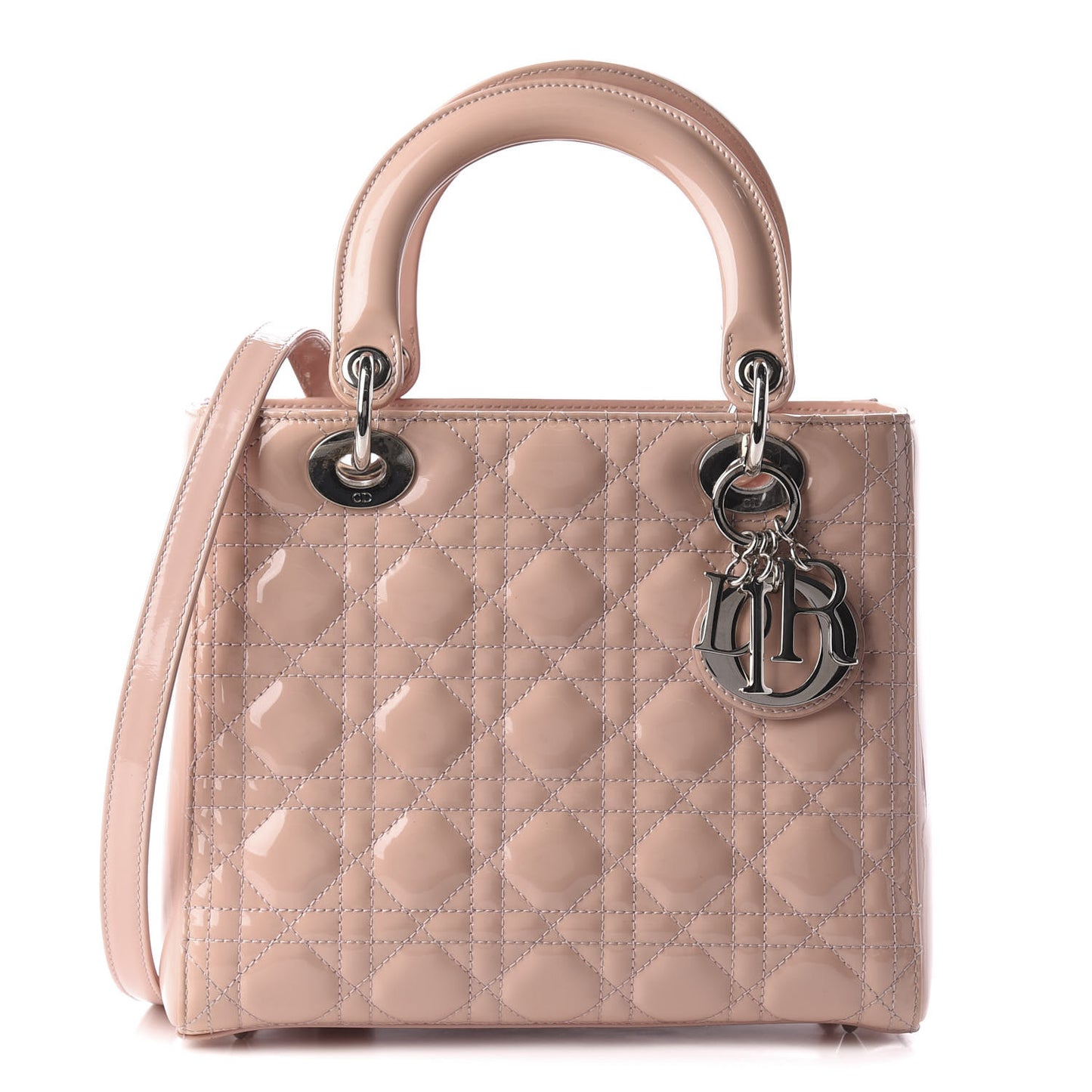 Patent Cannage Medium Lady Dior Rose Clair