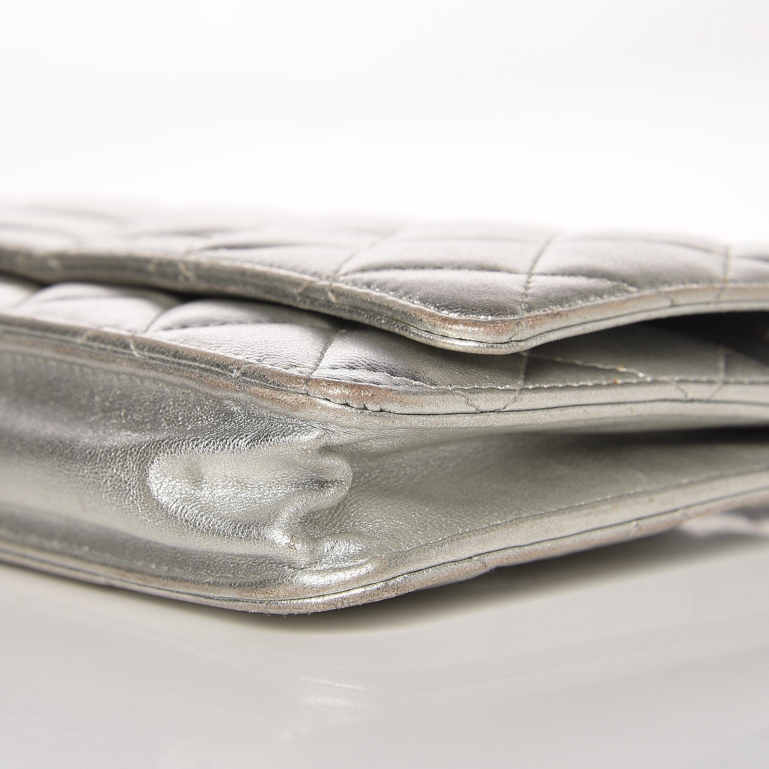Chanel Metallic Lambskin Wallet On Chain WOC Silver 11 of 14