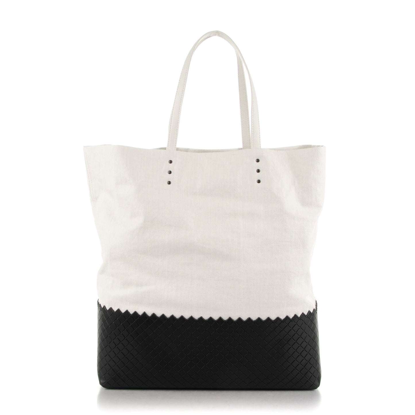 Lino Spalmato Light Calf Medium Scolpito Tote Off White Nero Black