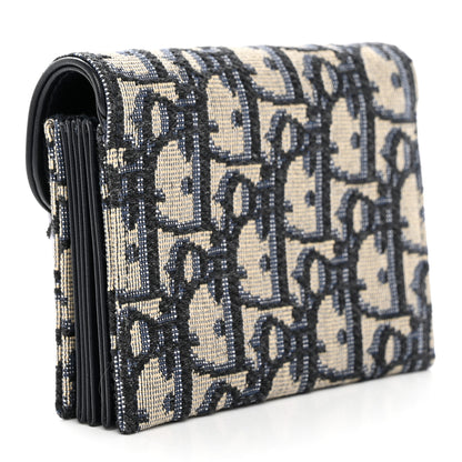 Christian Dior Oblique Saddle Card Holder Blue 3 of 8