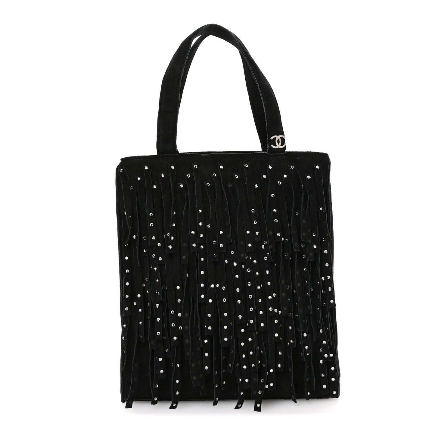 Suede Mini Fringe Tote Black