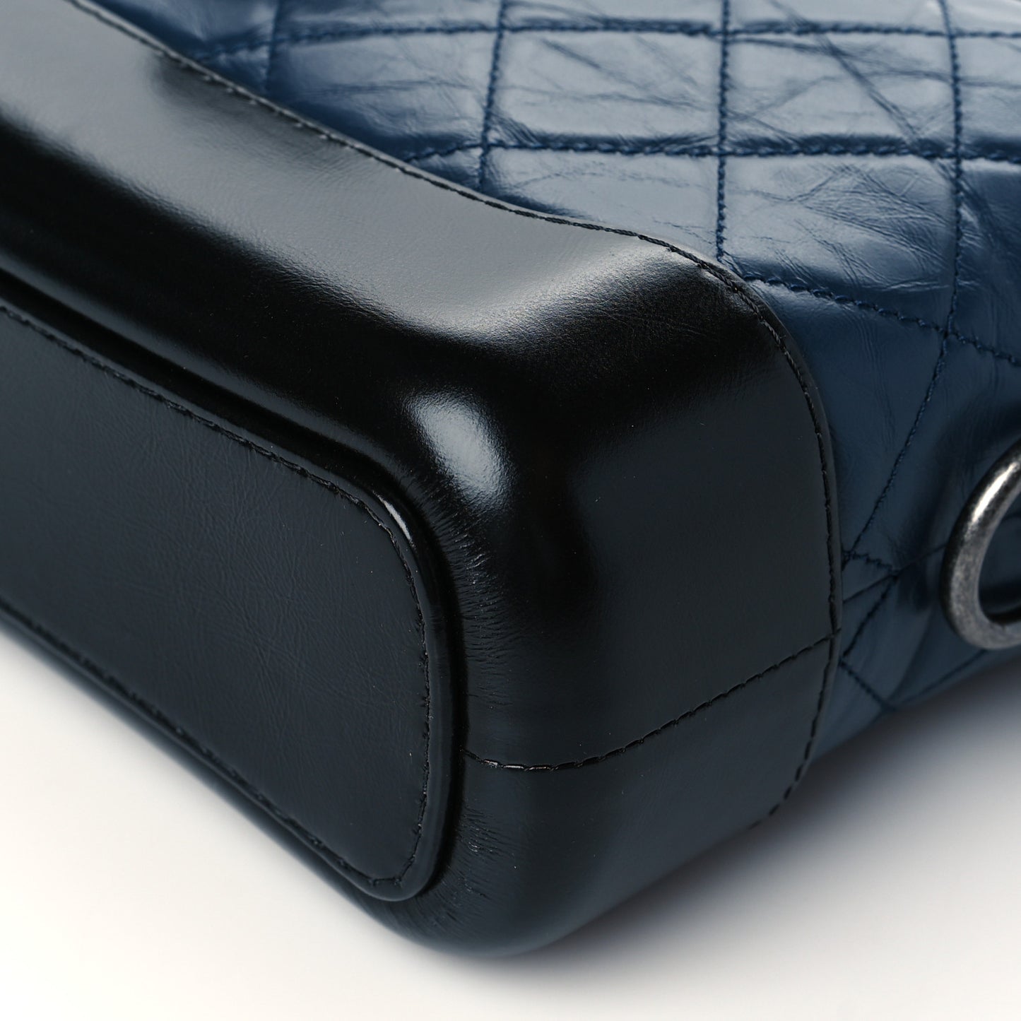 Aged Calfskin Quilted Small Gabrielle Hobo Navy Black