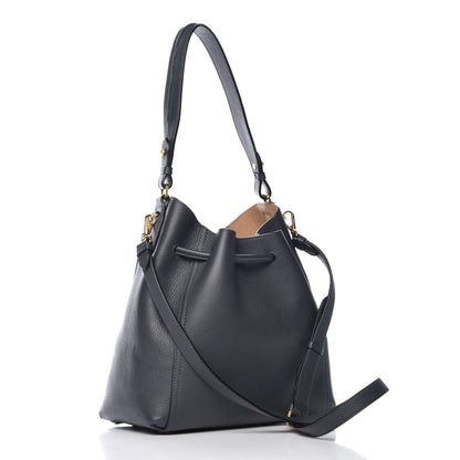 MCM Grained Calfskin Milla Drawstring Bucket Bag Phantom Gray 4 of 7