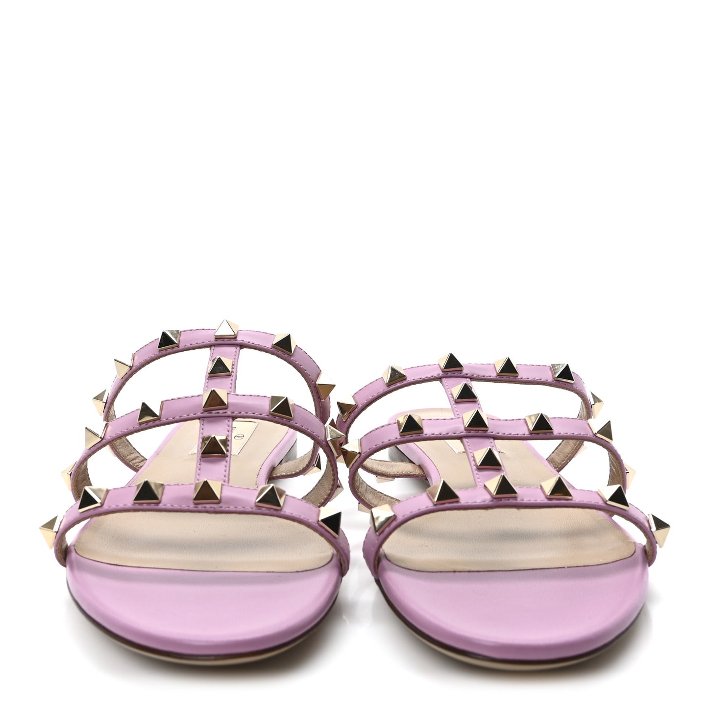 Nappa Rockstud Caged Flat Slide Sandals 36 Giacinto