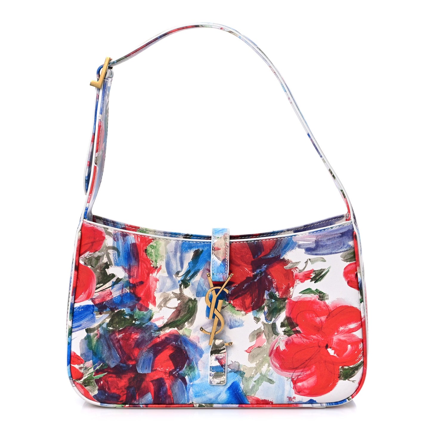Smooth Calfskin Flowers Print Le 5 A 7 Hobo White