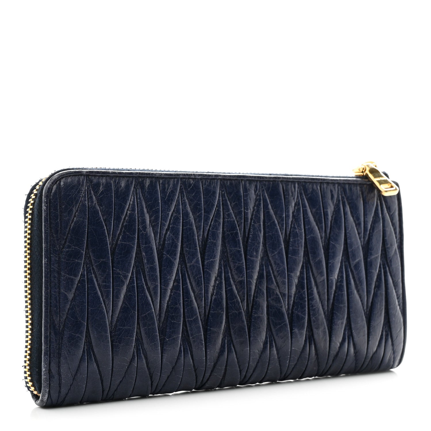 Miu Miu Nappa Matelasse Lux Zip Around Wallet Bleuette 1815405