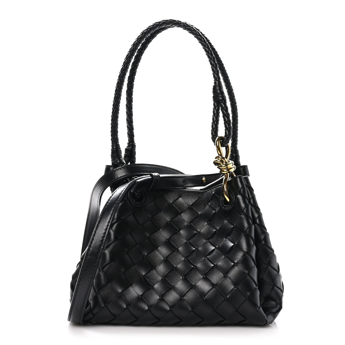 Nappa Intrecciato Small Parachute Shoulder Bag Black