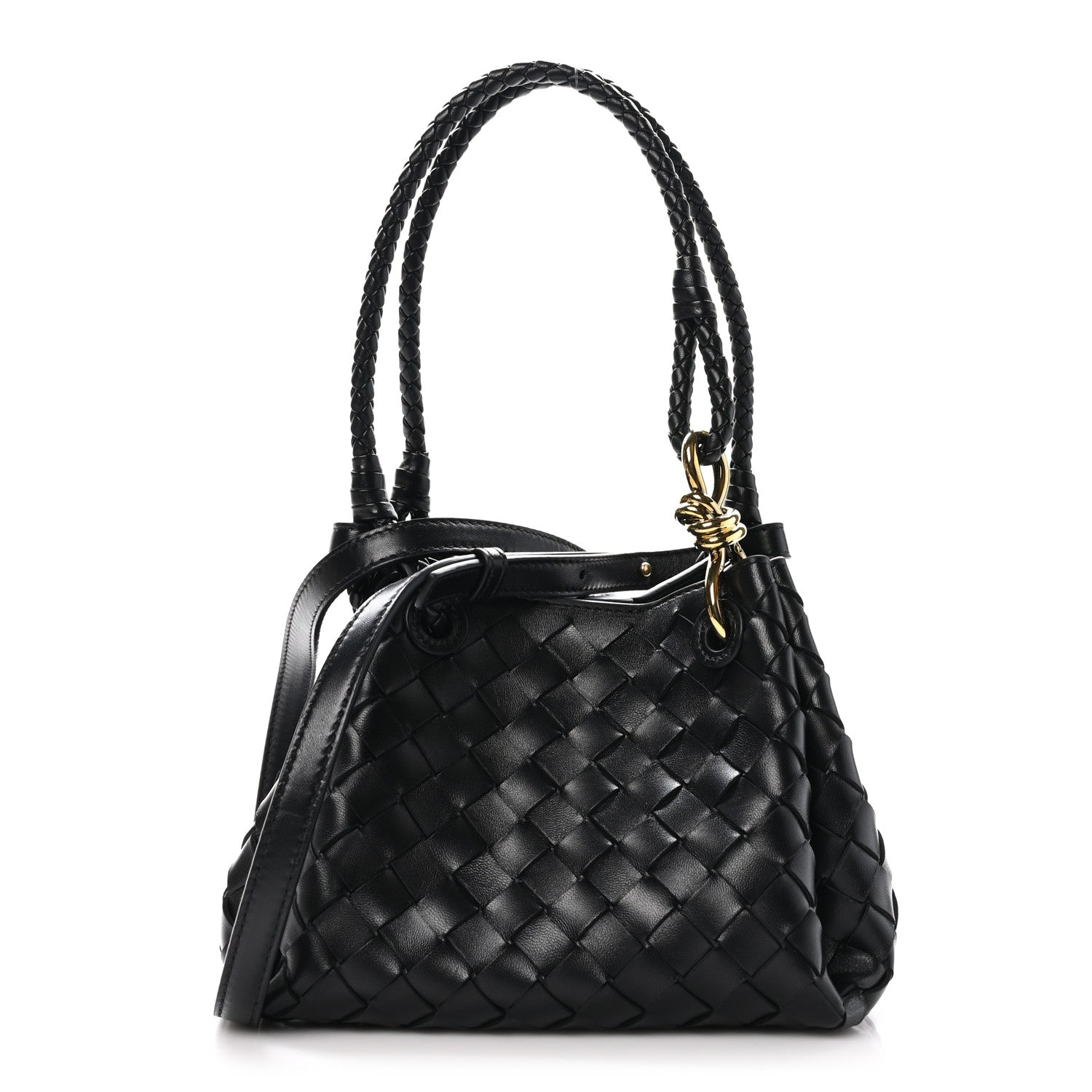 Bottega Veneta Nappa Intrecciato Small Parachute Shoulder Bag Black 1 of 11